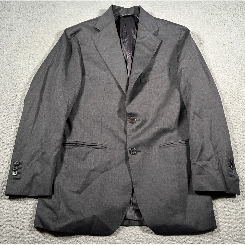 Fusaro Blazer Mens 46 Gray Wool Two Button Single Breasted Made In Italy‎